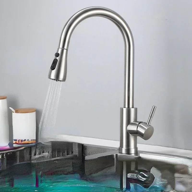 Commercial Kitchen Mixer Tap - Robinet de cuisine en nickel brossé,