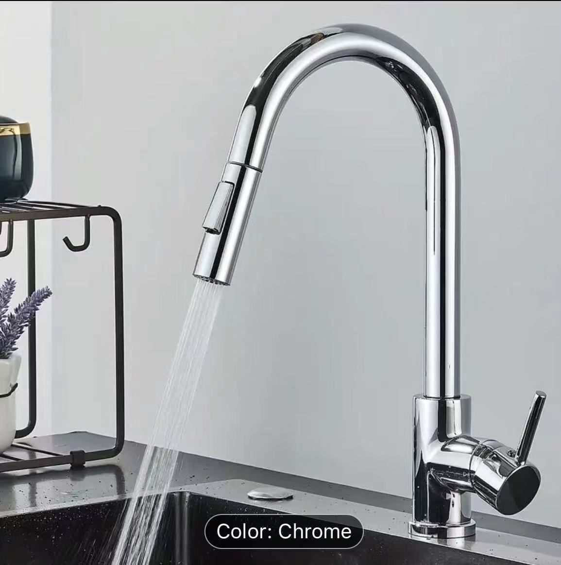 Commercial Kitchen Mixer Tap - Robinet de cuisine noir et argenté,