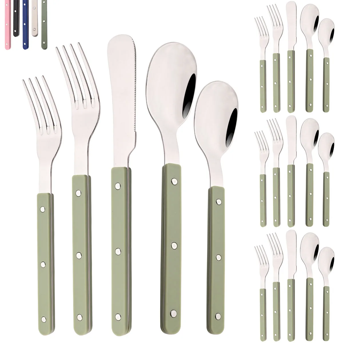 Commercial Kitchen Knife Set - Ensemble de couverts 20 pièces, manche