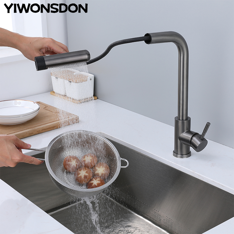 Commercial Kitchen Mixer Tap - Robinets de cuisine gris, 6 modes,