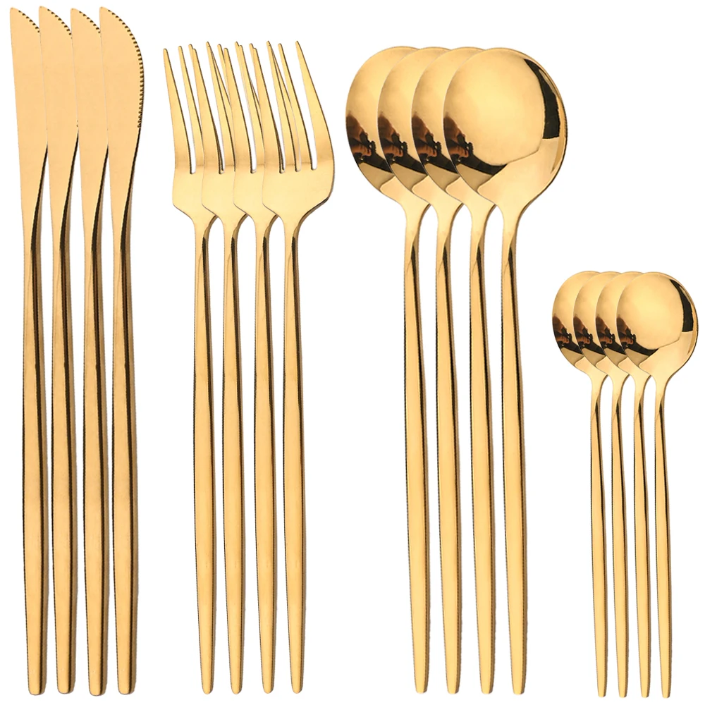 Commercial Kitchen Knife Set - 16 pièces vaisselle en or ensemble