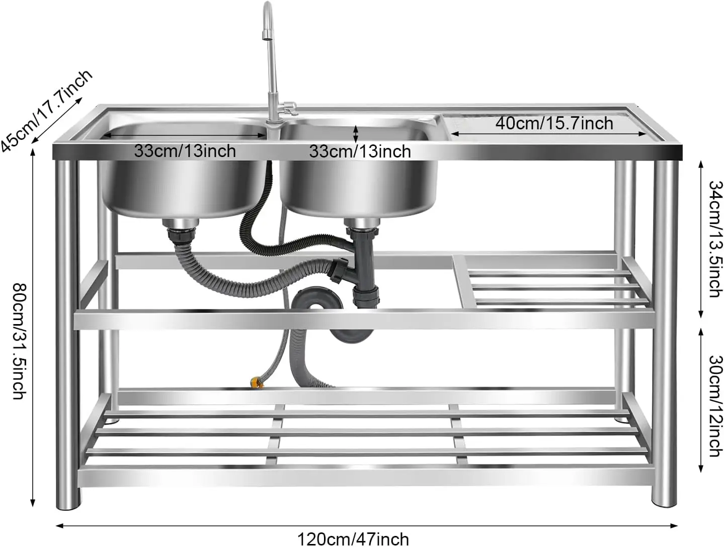 Évier autoportant à 3 niveaux  - Commercial Kitchen Set avis et prix