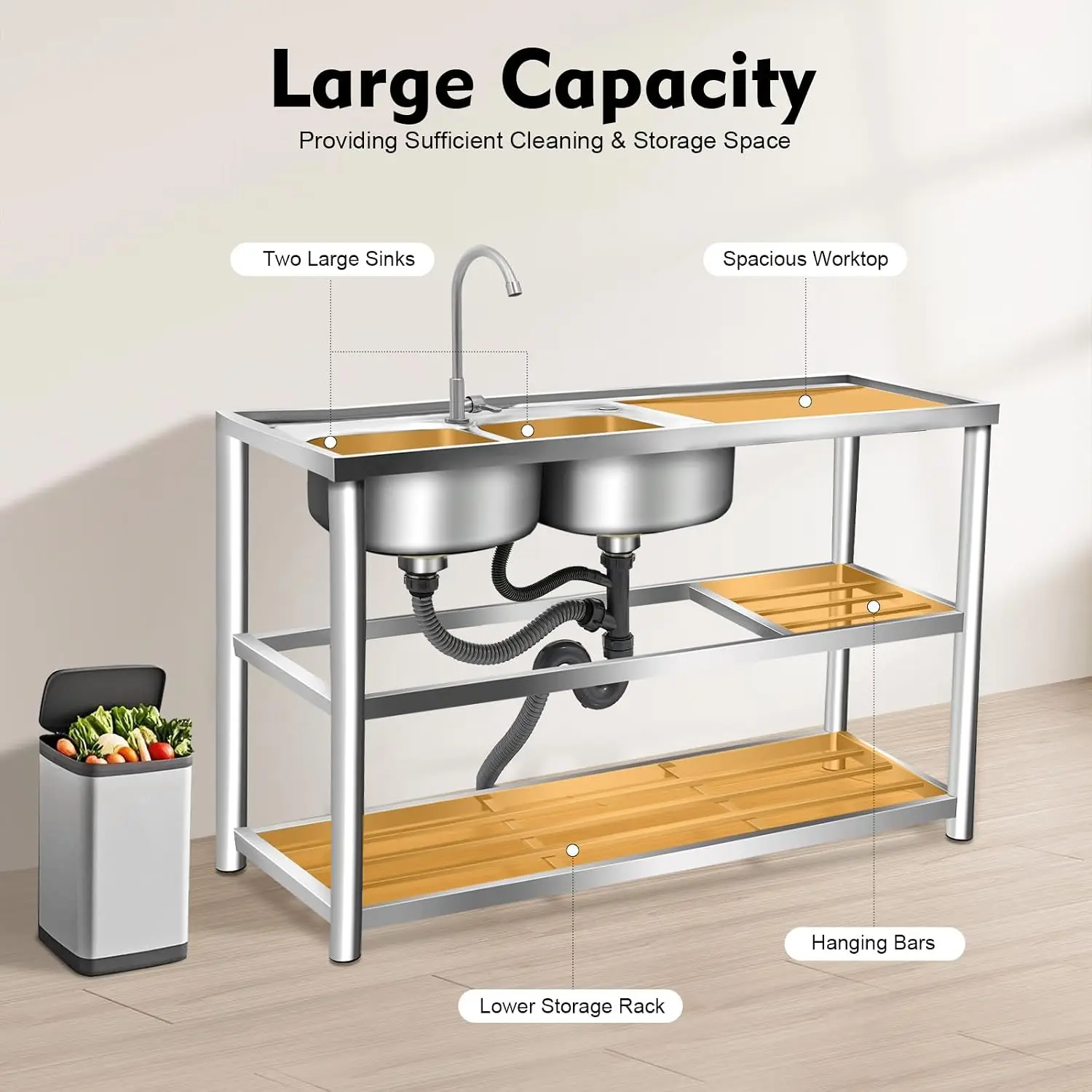 Évier autoportant à 3 niveaux  - Commercial Kitchen Set avis et prix