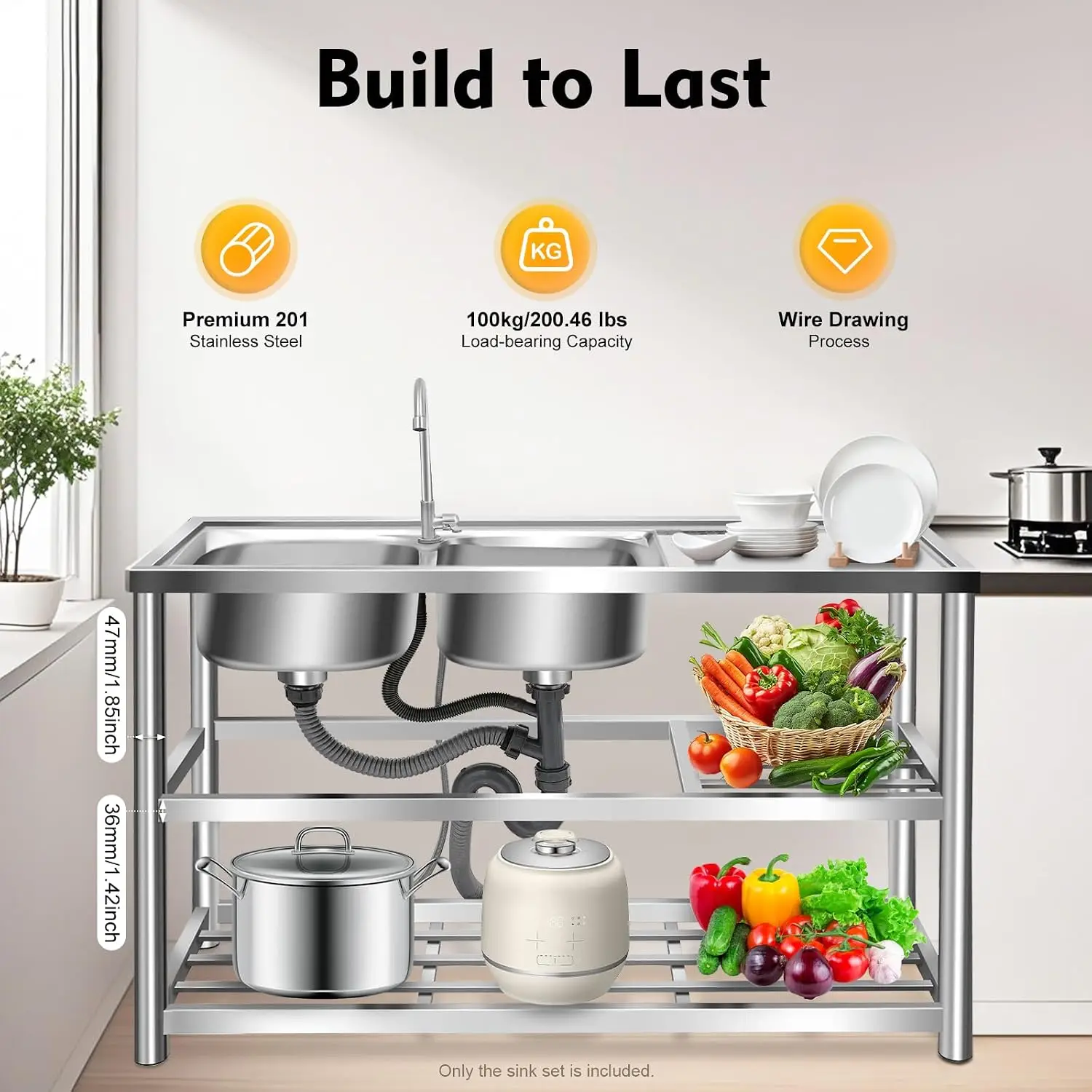Évier autoportant à 3 niveaux  - Commercial Kitchen Set avis et prix
